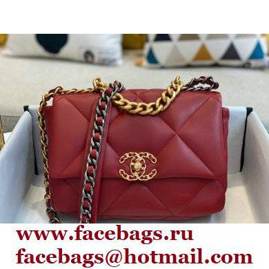 Chanel 19 Small Leather Flap Bag AS1160 red 2021 - Click Image to Close