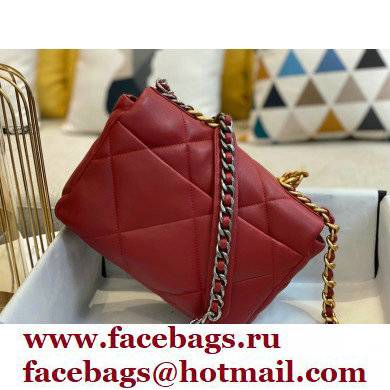 Chanel 19 Small Leather Flap Bag AS1160 red 2021