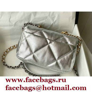 Chanel 19 Small Leather Flap Bag AS1160 silver 2021
