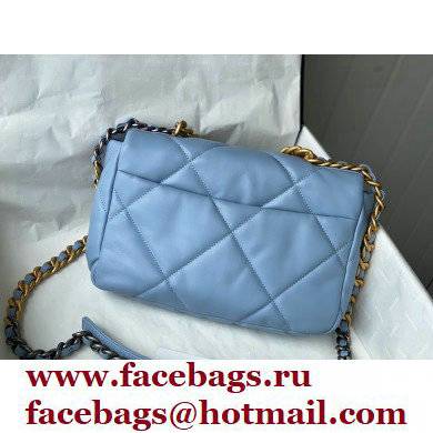 Chanel 19 Small Leather Flap Bag AS1160 sky blue 2021