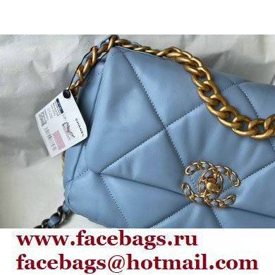 Chanel 19 Small Leather Flap Bag AS1160 sky blue 2021 - Click Image to Close