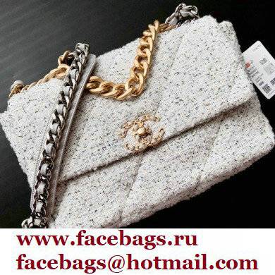 Chanel 19 tweed Flap Bag AS1160/AS1161 white 2021 - Click Image to Close