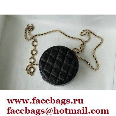 Chanel Grained Calfskin Round Clutch with Coco Chain Bag Black 2021