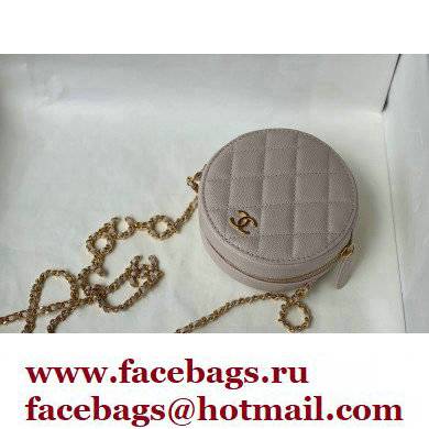 Chanel Grained Calfskin Round Clutch with Coco Chain Bag Dusty Pink 2021
