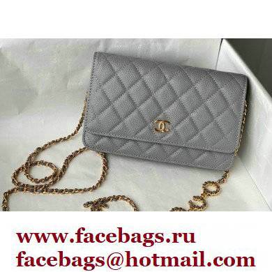 Chanel Grained Calfskin Wallet on Chain WOC Bag with Coco Chain AP2298 Gray 2021