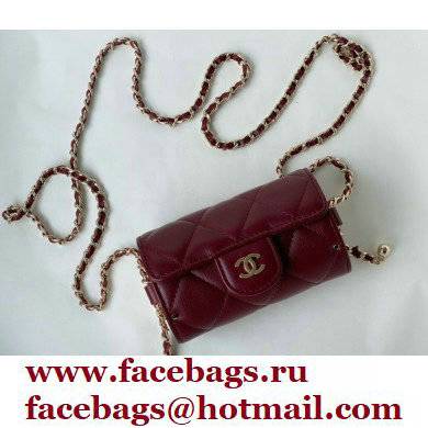 Chanel Lipstick Case Mini Bag with Chain Burgundy 2021