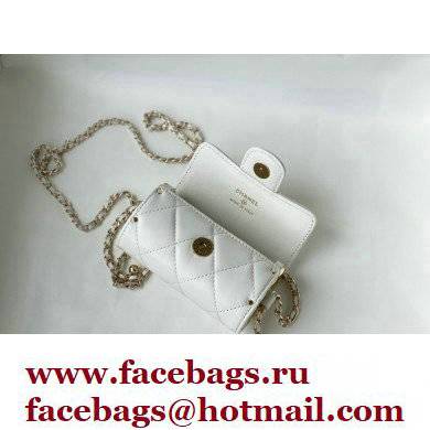 Chanel Lipstick Case Mini Bag with Chain White 2021