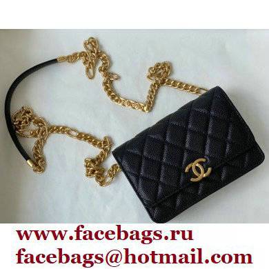 Chanel Plate Logo Grained Calfskin Small Clutch with Chain Bag AP2333 Black 2021