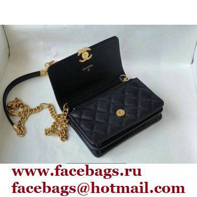 Chanel Plate Logo Grained Calfskin Small Clutch with Chain Bag AP2333 Black 2021