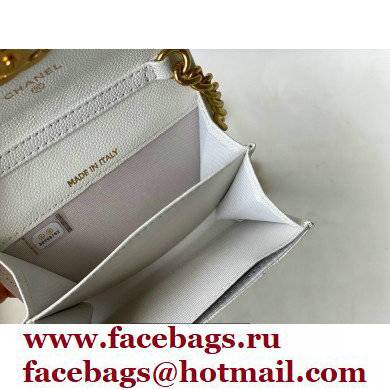 Chanel Plate Logo Grained Calfskin Small Clutch with Chain Bag AP2335 White 2021