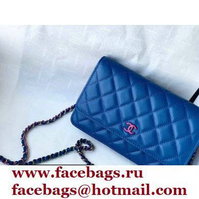 Chanel Rainbow Hardware Wallet on Chain WOC Bag Blue/Fuchsia 2021