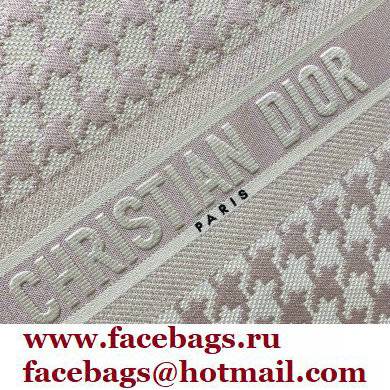 Dior Book Tote Bag in Houndstooth Embroidery Pale Pink 2021