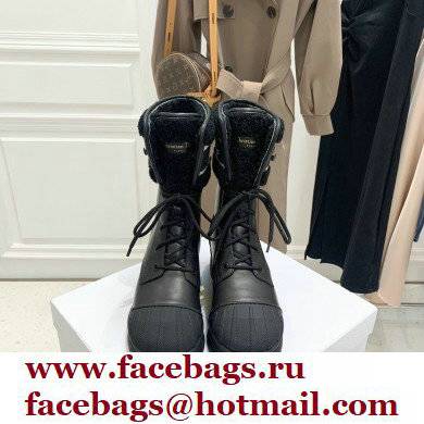 Dior Calfskin and Lambskin Wool D-Major Ankle Boots Black 2021