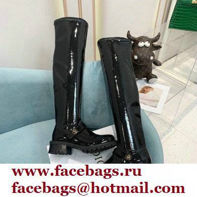 Dior Crinkled and Stretch Patent Calfskin D-Doll Thigh Boots 2021