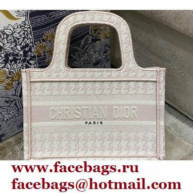 Dior Mini Book Tote Bag in Houndstooth Embroidery Pale Pink 2021