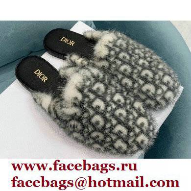 Dior Mink Fur Oblique INDIOR Mules Gray 2021 Dior Mink Fur Oblique INDIOR Mules Gray 2021