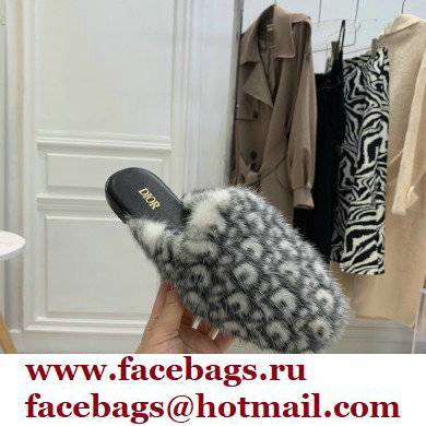 Dior Mink Fur Oblique INDIOR Mules Gray 2021