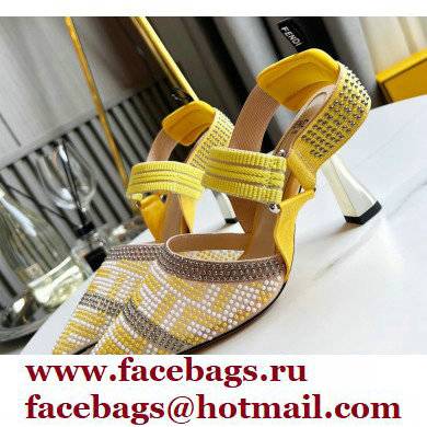 FENDI COLIBRÌ High-heel FF Beaded Slingbacks Yellow 2021