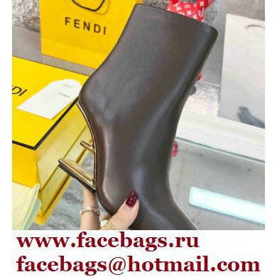 FENDI FIRST Leather High-heeled Boots Coffee 2021