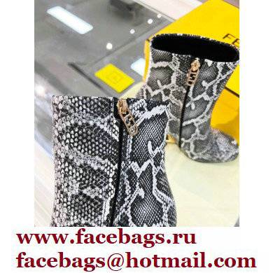 FENDI FIRST Leather High-heeled Boots Python Pattern Gray 2021