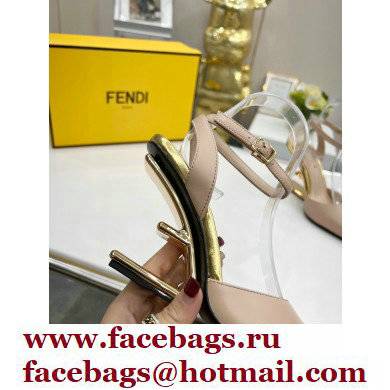 FENDI FIRST Leather High-heeled Sandals Nude with Ankle Strap 2021 - Click Image to Close