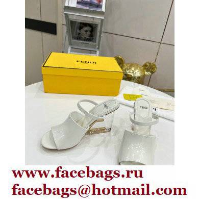 FENDI FIRST Patent Leather Clear High-heeled Sandals White 2022