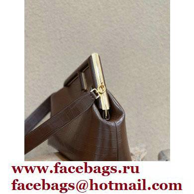 Fendi First Medium Crocodile Pattern Bag Coffee 2021 Fendi First Medium Crocodile Pattern Bag Coffee 2021