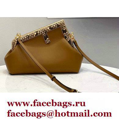 Fendi First Small Leather Bag Brown/Python Details 2021 Fendi First Small Leather Bag Brown/Python Details 2021