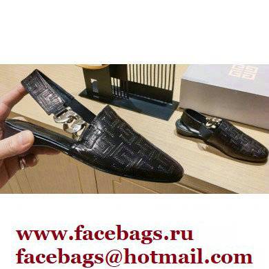 Givenchy Heel 3cm G Chain Slingback Flat Mules Black 01 2021 - Click Image to Close