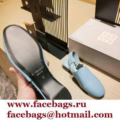 Givenchy Heel 3cm G Chain Slingback Flat Mules Light Blue 2021