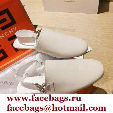Givenchy Heel 3cm G Chain Slingback Flat Mules White 2021 - Click Image to Close