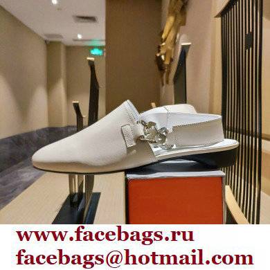 Givenchy Heel 3cm G Chain Slingback Flat Mules White 2021 - Click Image to Close