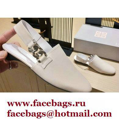 Givenchy Heel 3cm G Chain Slingback Flat Mules White 2021