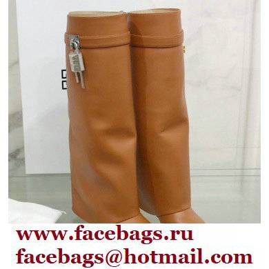 Givenchy Heel 9.5cm Shark Lock Pant Boots in Leather Brown 2021 - Click Image to Close