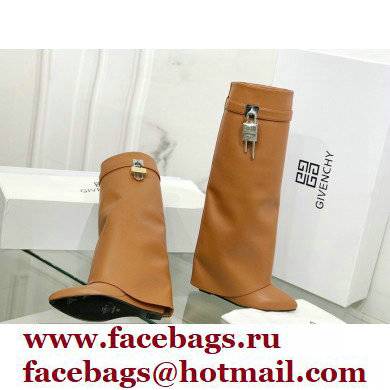 Givenchy Heel 9.5cm Shark Lock Pant Boots in Leather Brown 2021