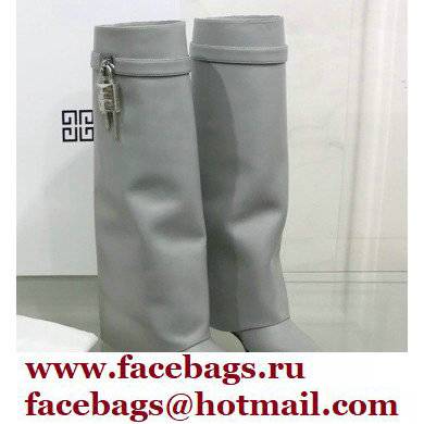 Givenchy Heel 9.5cm Shark Lock Pant Boots in Leather Gray 2021 - Click Image to Close