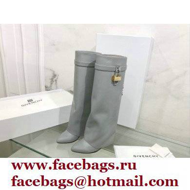 Givenchy Heel 9.5cm Shark Lock Pant Boots in Leather Gray 2021