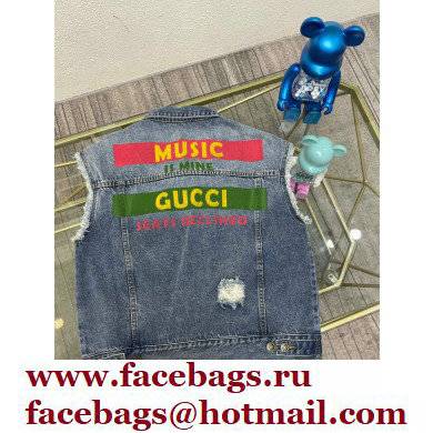 Gucci 100 sleeveless denim jacket 2021 - Click Image to Close