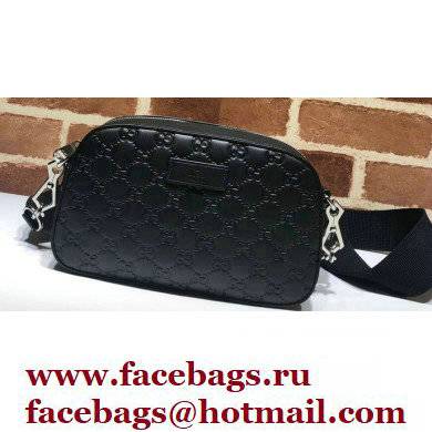 Gucci GG Embossed Leather Black Small Shoulder Bag 574886 2021 - Click Image to Close