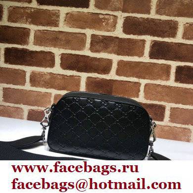 Gucci GG Embossed Leather Black Small Shoulder Bag 574886 2021