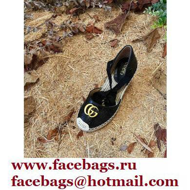 Gucci GG Leather Platform 10cm Espadrilles Black 2022 - Click Image to Close