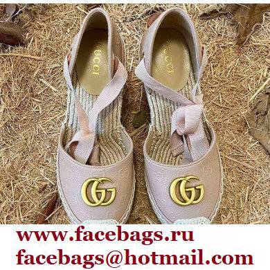 Gucci GG Leather Platform 10cm Espadrilles Dusty Pink 2022 - Click Image to Close