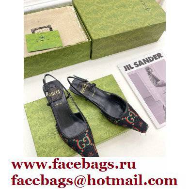 Gucci Heel 4cm 100 Slingback Pumps Black 2022 - Click Image to Close