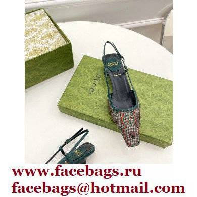 Gucci Heel 4cm 100 Slingback Pumps Gray 2022 - Click Image to Close