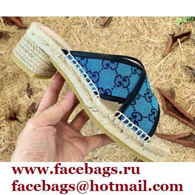 Gucci Heel 6cm GG Canvas Espadrilles Slide Sandals Blue 2022 - Click Image to Close