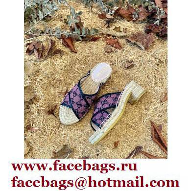 Gucci Heel 6cm GG Canvas Espadrilles Slide Sandals Pink 2022 - Click Image to Close