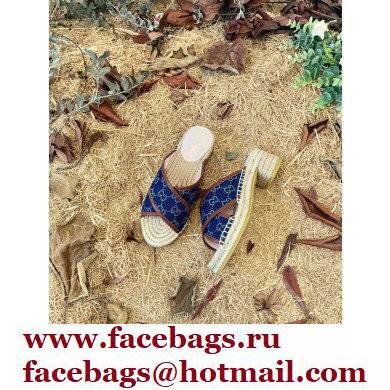 Gucci Heel 6cm GG Espadrilles Slide Sandals Denim Blue 2022