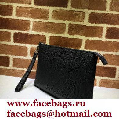 Gucci Leather Pouch Bag with Interlocking G 322054 Black 2021