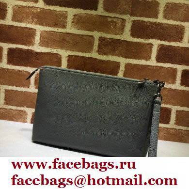 Gucci Leather Pouch Bag with Interlocking G 322054 Gray 2021