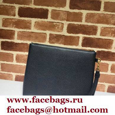 Gucci Medium Leather Pouch Bag 572770 Black 2021 - Click Image to Close